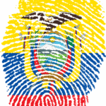 The Ecuador flag in the shape of a fingerprint