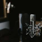 A microphone in a studio